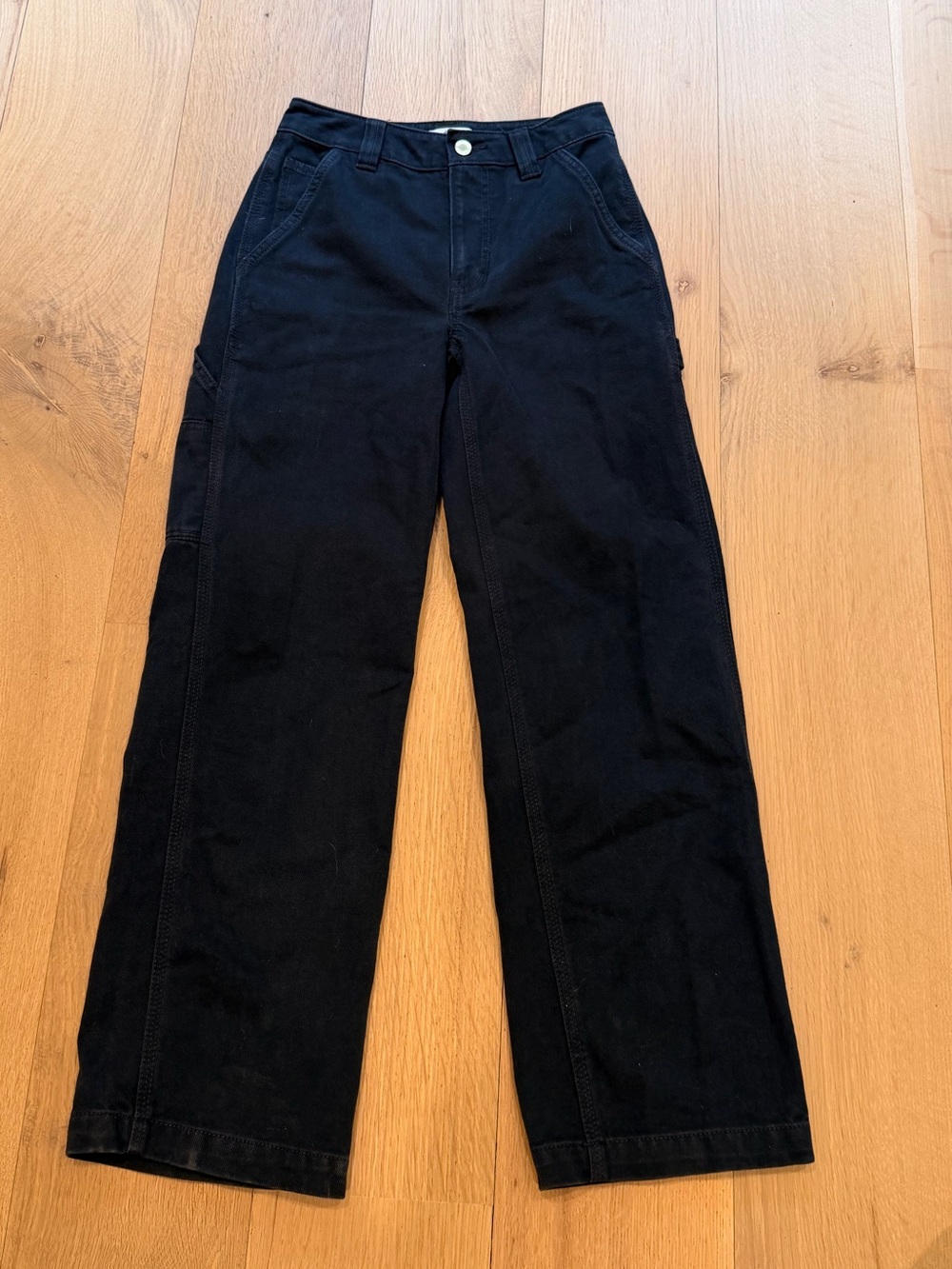 TNA Aritzia Wide Leg Black Pants Size 00 100% Cotton
